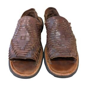 Simply Brown Leather Huarache Woven Sandals Size 11